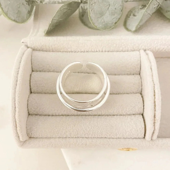 925 Sterling Silver Hammered Ring Heart Ring Chunky Ring Large Statement Ring - Picture 15 of 16